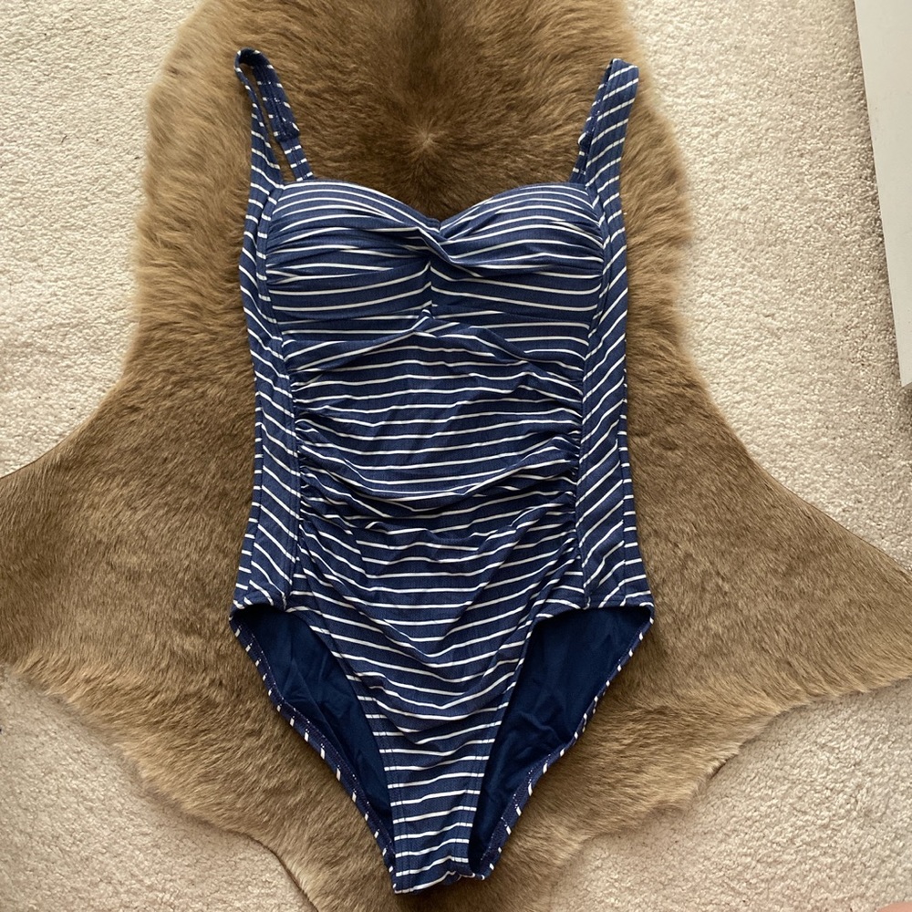 Nwt Nip Tuck Navy White Stripped One Piece - image 1